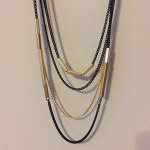 Lia Sophia black and gold long necklace